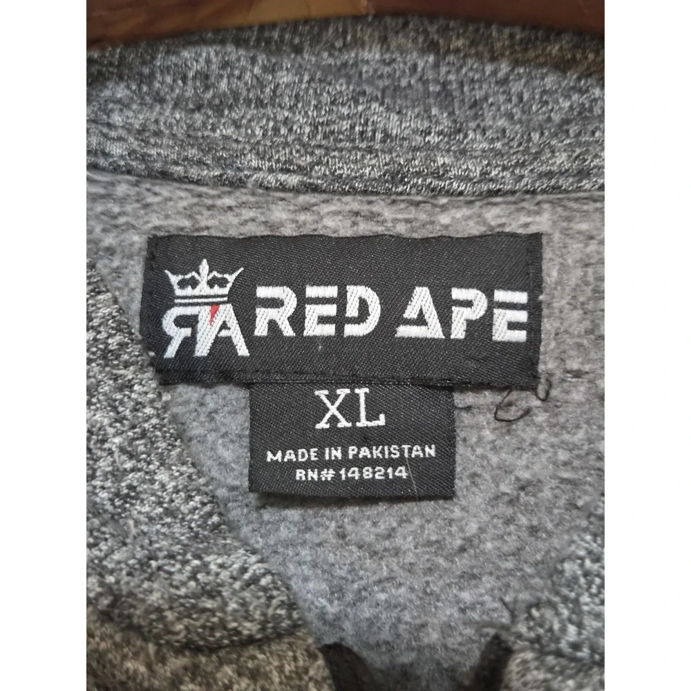 Red Ape Jacket Mens XL Gray Varsity Full Zip Knit R Logo Faux Leather Sleeves - Picture 5 of 9